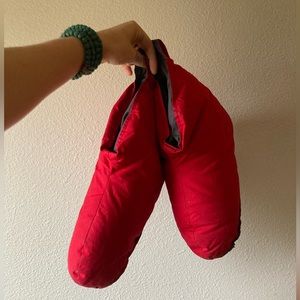 Puffy red slippers